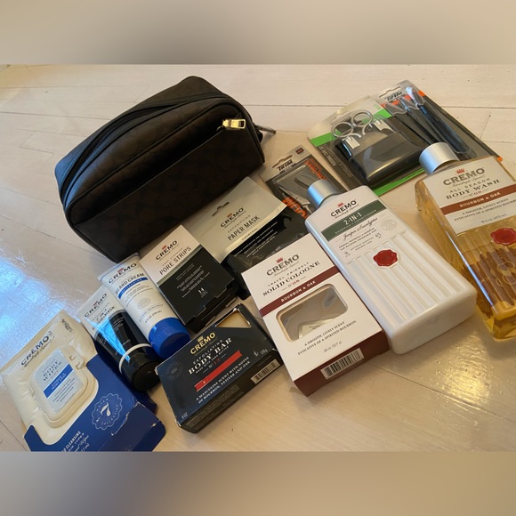 COACH Men’s Travel Kit Toiletry Bag Signature Canvas CREMO Beard Care Set - Picture 3 of 4